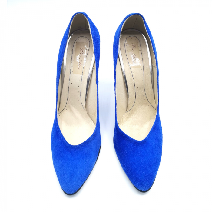Pantofi stiletto albastru electric din piele intoarsa Izza, 40 [4]