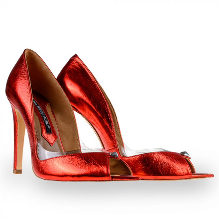 Pantofi stiletto Mihai Albu din piele rosie Cherry Bomb [2]