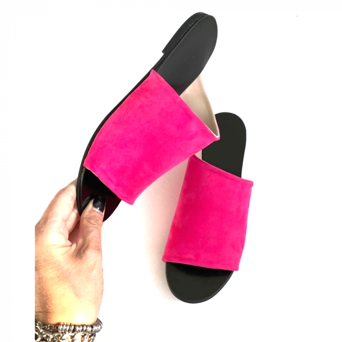 Papuci dama din piele intoarsa fucsia Lexi [4]