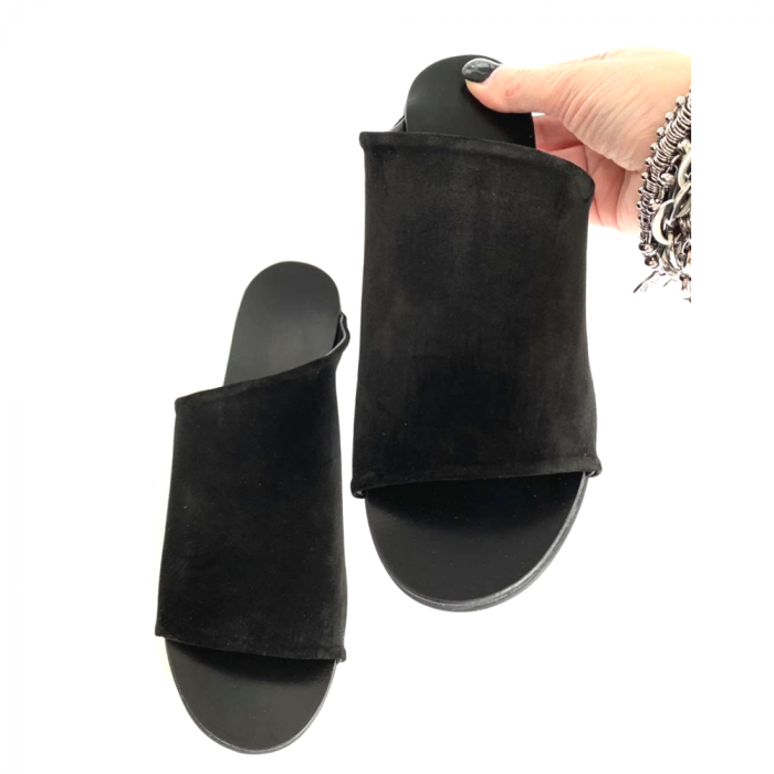 Papuci dama din piele intoarsa neagra Lexi [2]