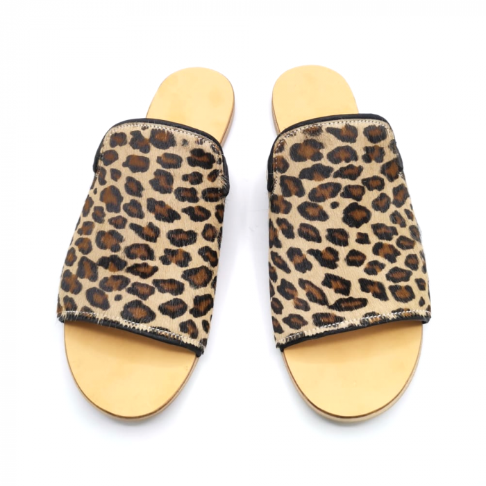 Papuci dama din piele de ponei Araya Animal Print bej, 39 [2]