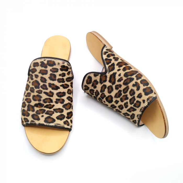 Papuci dama din piele de ponei Araya Animal Print bej, 39 [4]