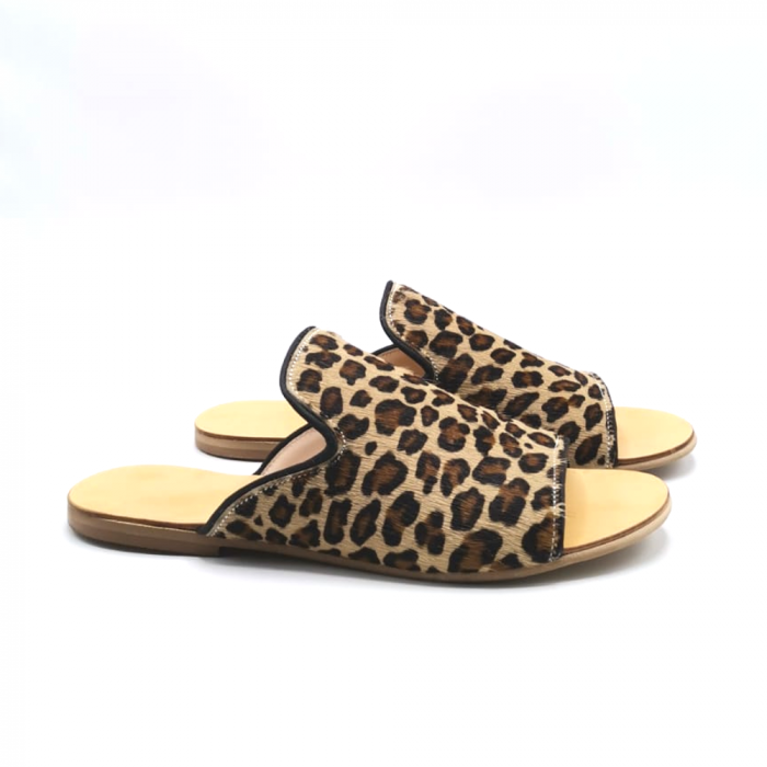 Papuci dama din piele de ponei Araya Animal Print bej, 39 [3]