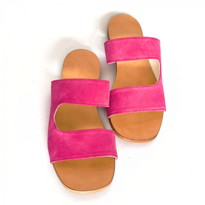 Papuci dama din piele naturala Lila Fucsia [3]