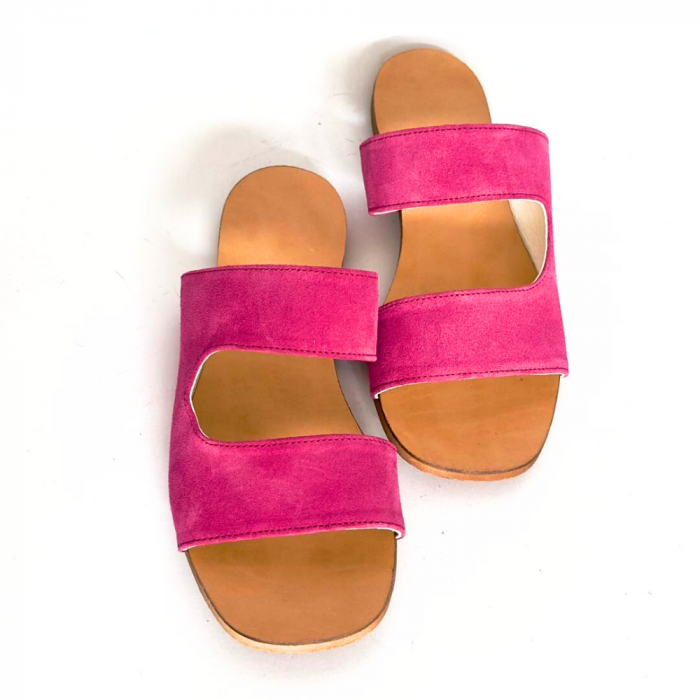 Papuci dama din piele naturala Lila Fucsia [5]