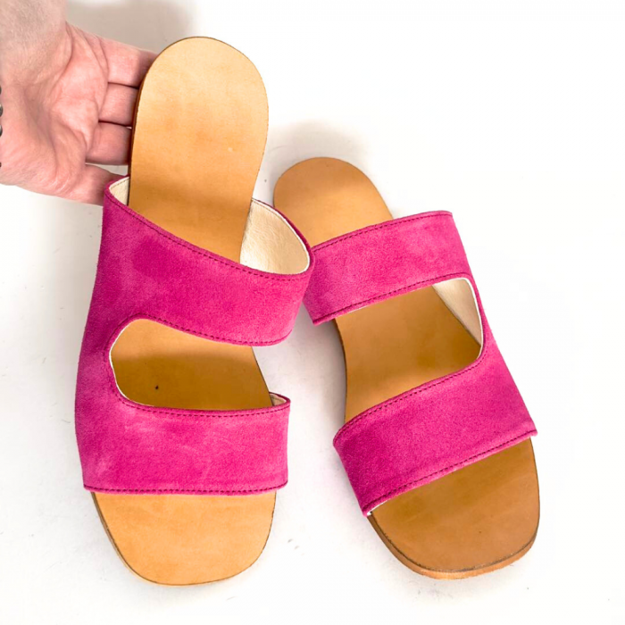 Papuci dama din piele naturala Lila Fucsia [2]