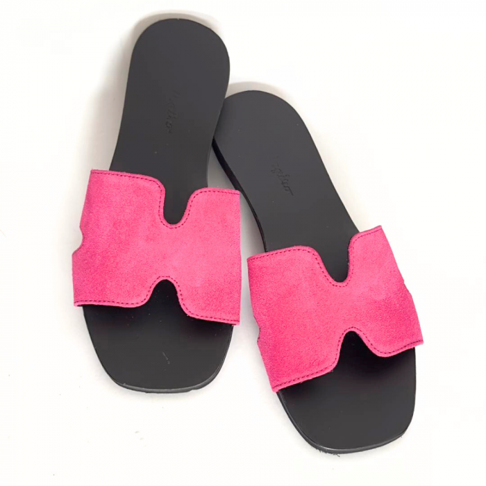 Papuci dama din piele naturala Mia Fucsia [2]