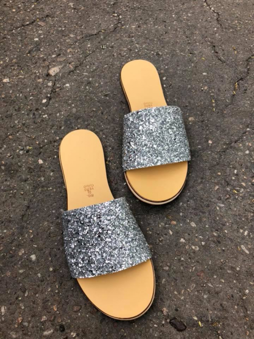 Papuci de dama din piele Elisa Glitter [3]