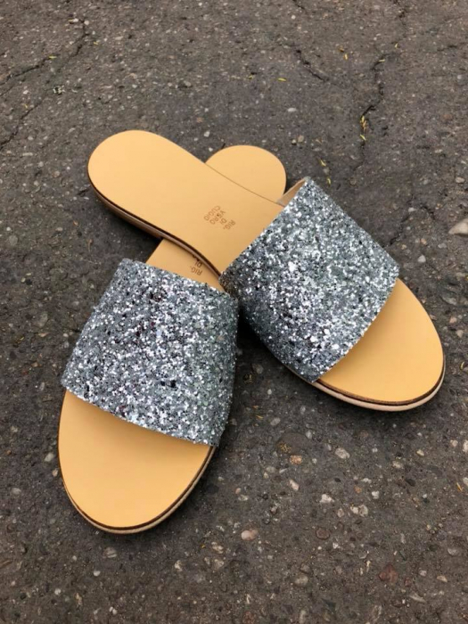 Papuci de dama din piele Elisa Glitter [2]