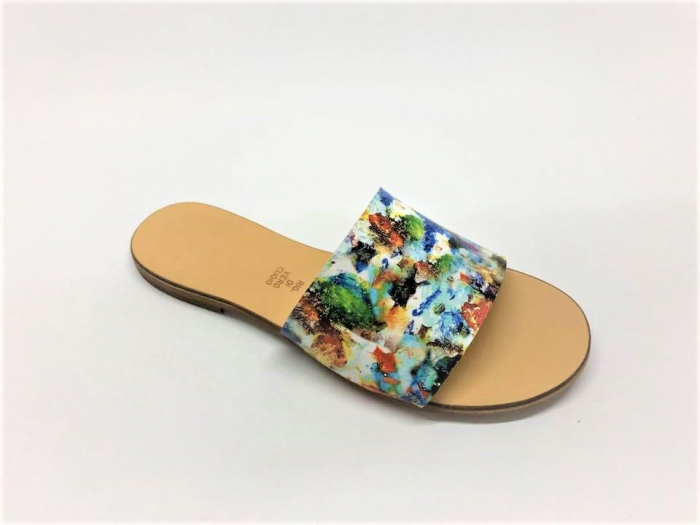 Papuci de dama din piele Elisa Painted Flowers [2]