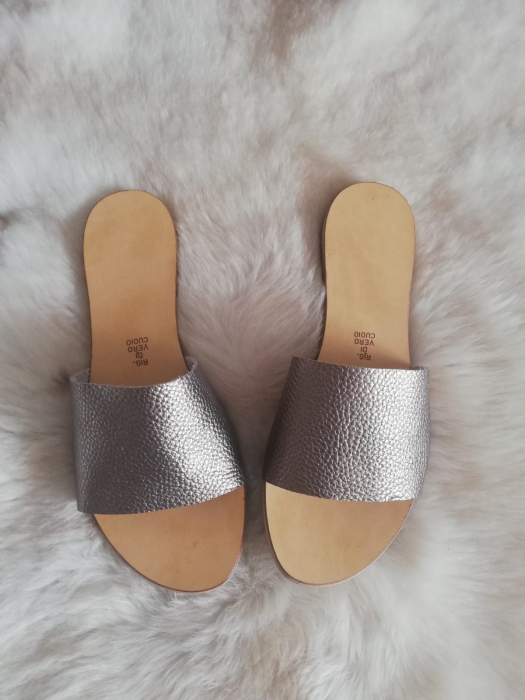 Papuci de dama din piele Elisa Gold [4]