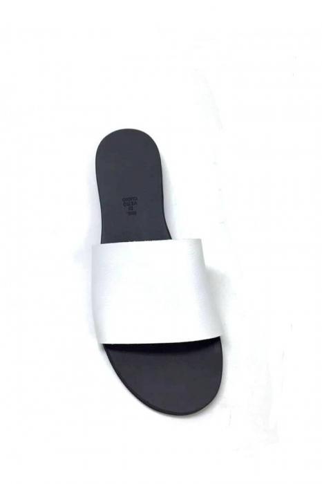 Papuci de dama din piele White Elisa [3]