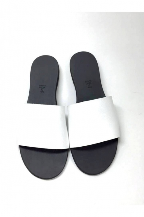 Papuci de dama din piele White Elisa [4]
