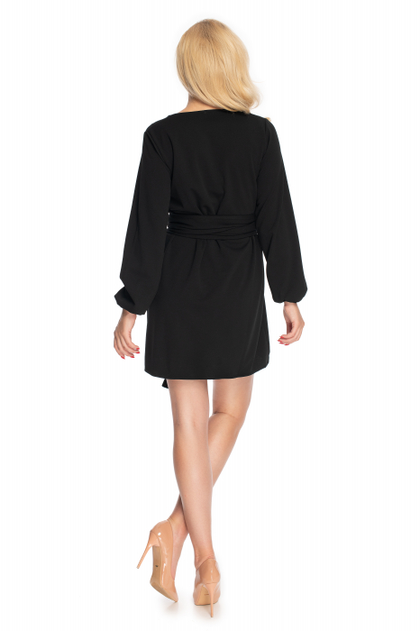 Rochie neagra cu maneci lungi si cordon lung [2]