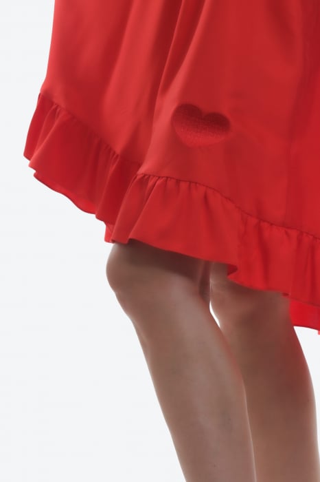 Rochie asimetrica amplă rosie cu volan Red Heart [5]