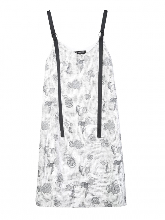 Rochie de zi din vascoza cu imprimeu marin si bretele negre [6]