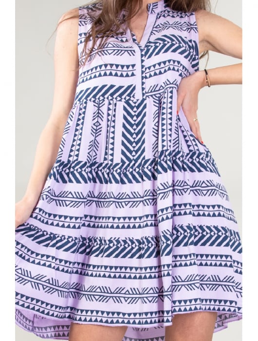 Rochie de zi cu imprimeu forme geometrice Purple Day [2]