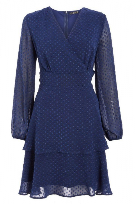 Rochie eleganta cu maneci lungi si volane Quiz Blue [4]