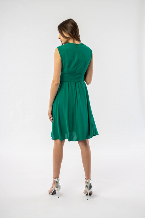 Rochie eleganta in clos, cu drapaj, Green Daisy [5]