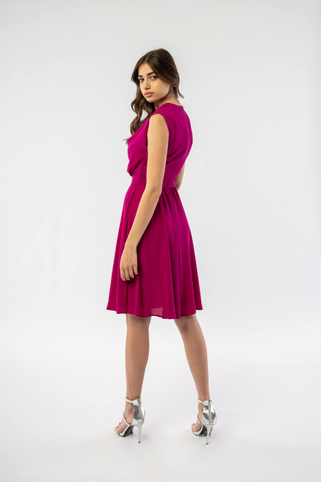 Rochie eleganta in clos, cu drapaj, Purple Daisy [5]