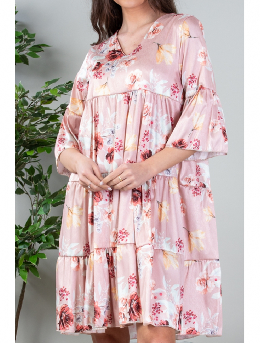 Rochie lejera cu imprimeu floral Roz Yvesse [2]
