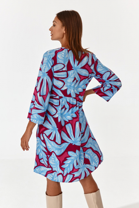 Rochie lejera cu maneci 3/4 si imprimeu multicolor Minrimi [2]