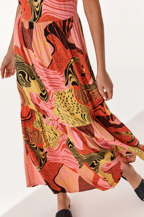 Rochie lunga fara maneci Oroko multicolor [6]