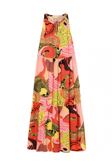 Rochie lunga fara maneci Oroko multicolor [4]