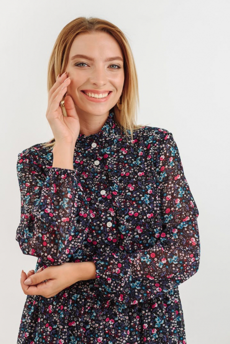 Rochie midi din șifon, cu imprimeu floral și maneci lungi [5]
