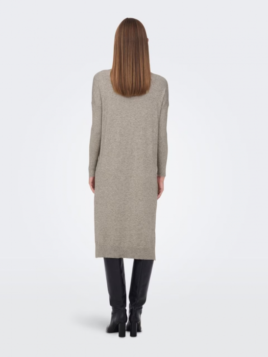 Rochie midi bej din tricot cu maneci lungi Leva [2]
