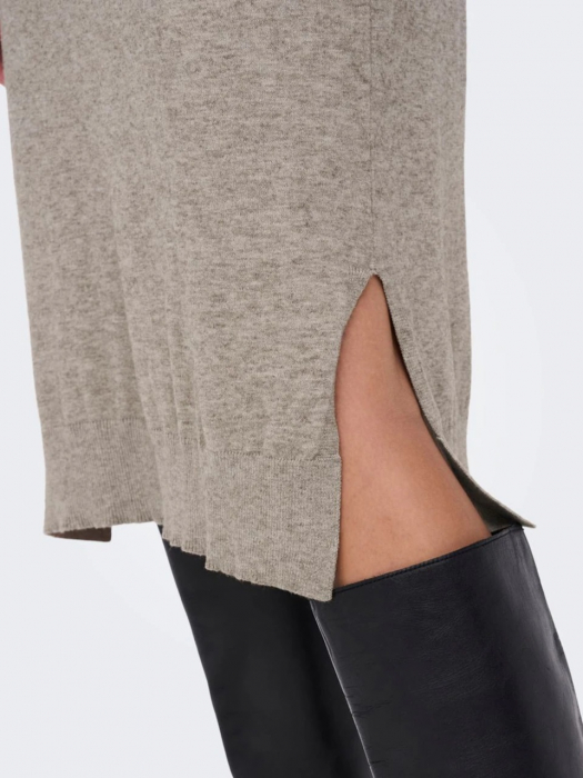 Rochie midi bej din tricot cu maneci lungi Leva [5]