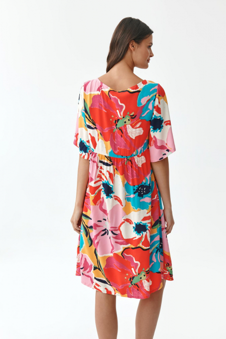 Rochie oversized cu maneci evazate si imprimeu multicolor Lankorima [2]