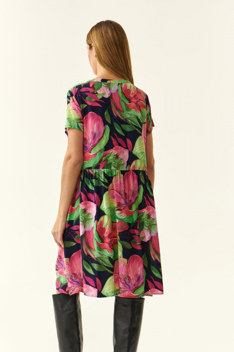 Rochie scurta oversized cu maneci scurte si imprimeu floral Sfori [4]