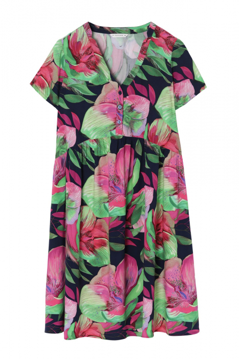 Rochie scurta oversized cu maneci scurte si imprimeu floral Sfori [2]