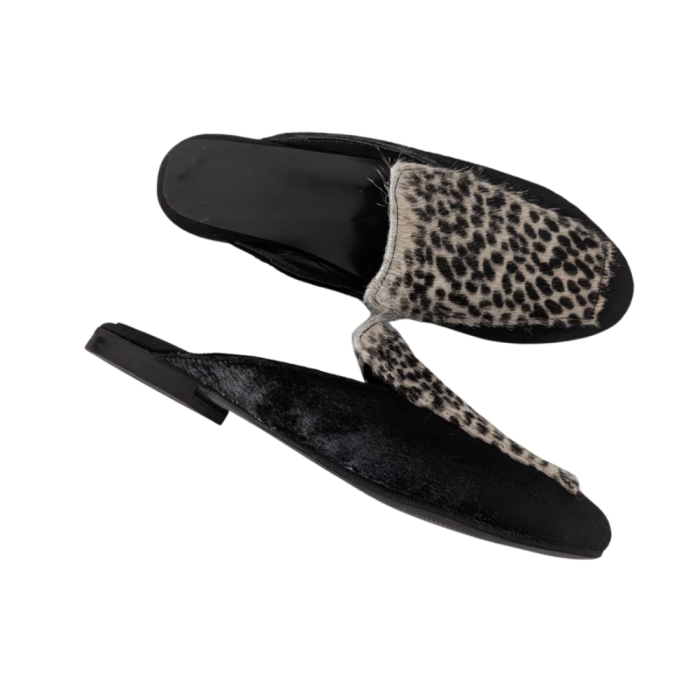 Saboti dama din piele de ponei cu imprimeu animal print Ivon [4]