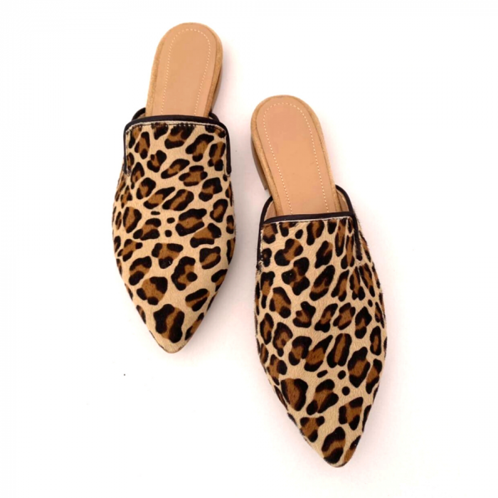 Saboti dama din piele de ponei cu imprimeu animal print Sole, 41 [3]