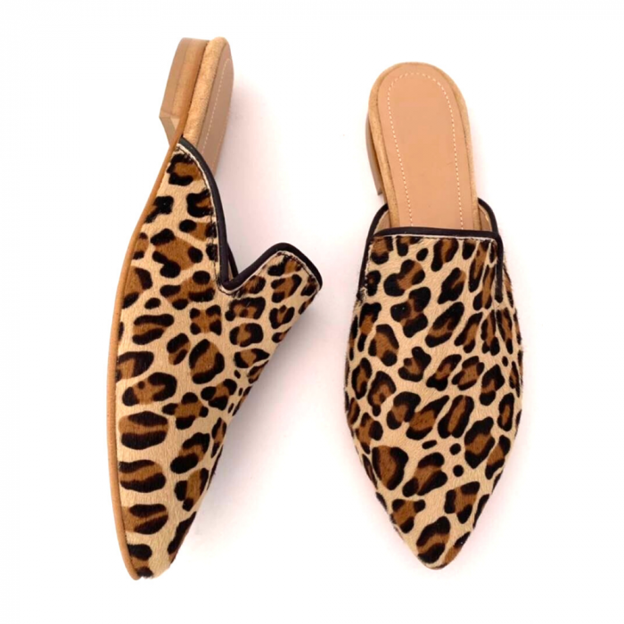 Saboti dama din piele de ponei cu imprimeu animal print Sole [2]