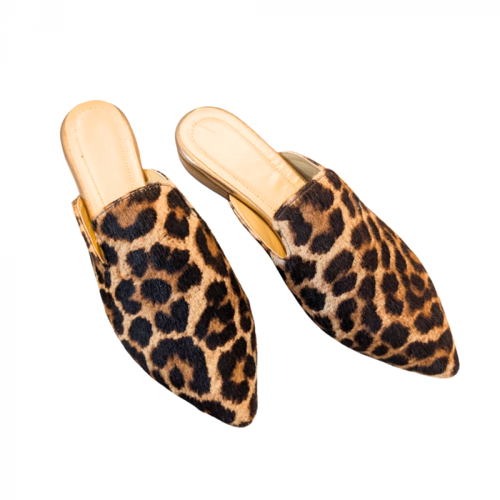 Saboti dama din piele de ponei cu imprimeu animal print Sole [4]