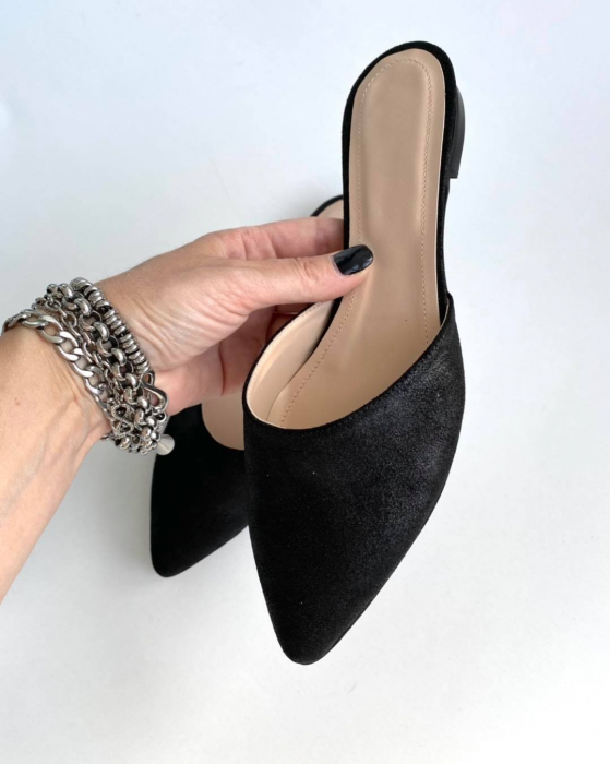 Saboti dama din piele intoarsa Calista Black [3]