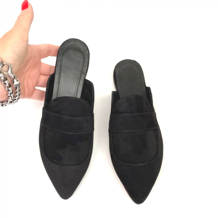 Saboti dama din piele intoarsa Serena All Black [4]