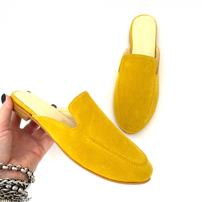 Saboti dama din piele intoarsa Sheva Mustard, 40 [4]