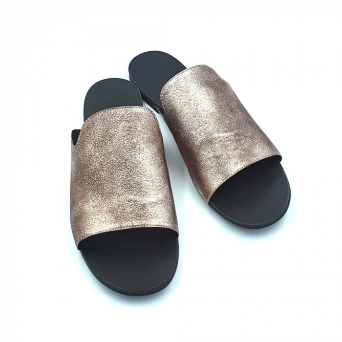 Papuci dama din piele naturala Araya Bronzo [3]