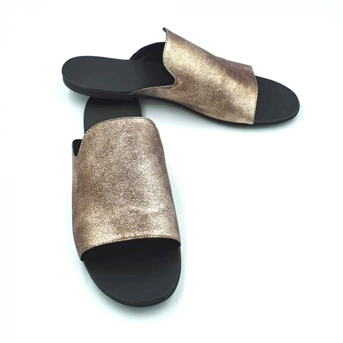 Papuci dama din piele naturala Araya Bronzo [2]