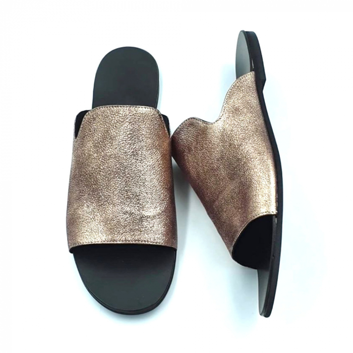 Papuci dama din piele naturala Araya Bronzo [4]
