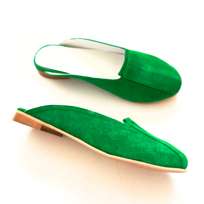 Saboti dama din piele naturala Fly Green [3]