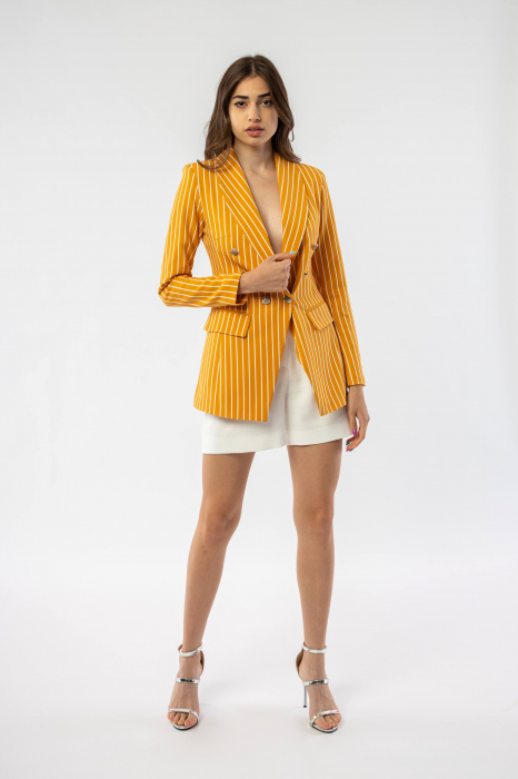 Sacou office galben cu dungi albe Illussion [2]