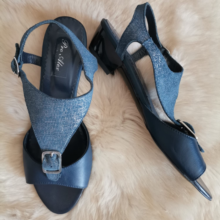 Sandale dama din piele naturala cu toc mic Sonia Blue [2]