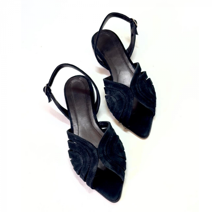 Sandale din piele intoarsa cu bareta la spate Ruby Black [2]