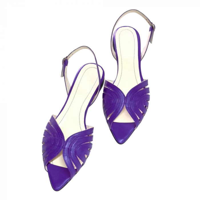 Sandale din piele naturala cu bareta la spate Ruby Purple [2]