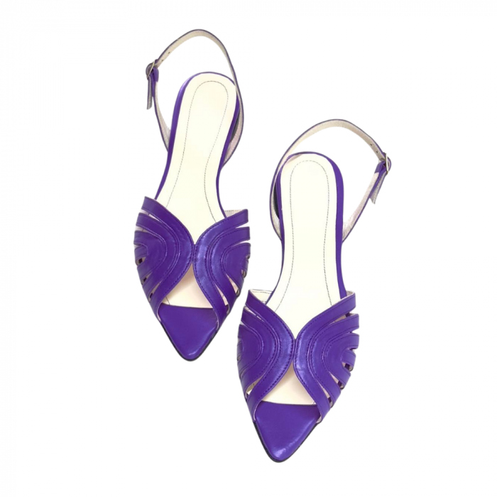 Sandale din piele naturala cu bareta la spate Ruby Purple [4]